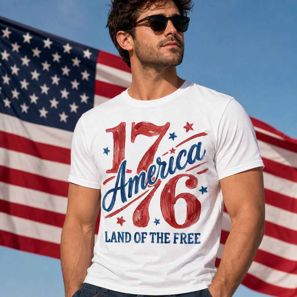 Patriotic “1776 America” White Tee