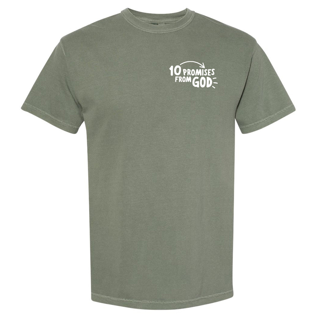 10 Promises From God - Comfort Color Tee - Moss Short Sleeves - Southern Grace Creations