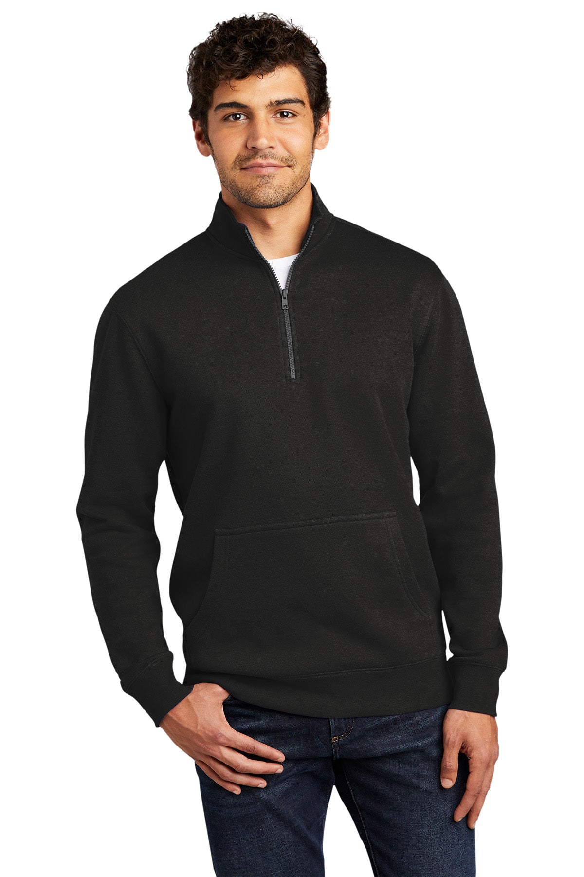 Peaches - Georgia Peaches Bronzier Curved Shadow - District® V.I.T.™ Fleece 1/4-Zip - DT6106 - Black