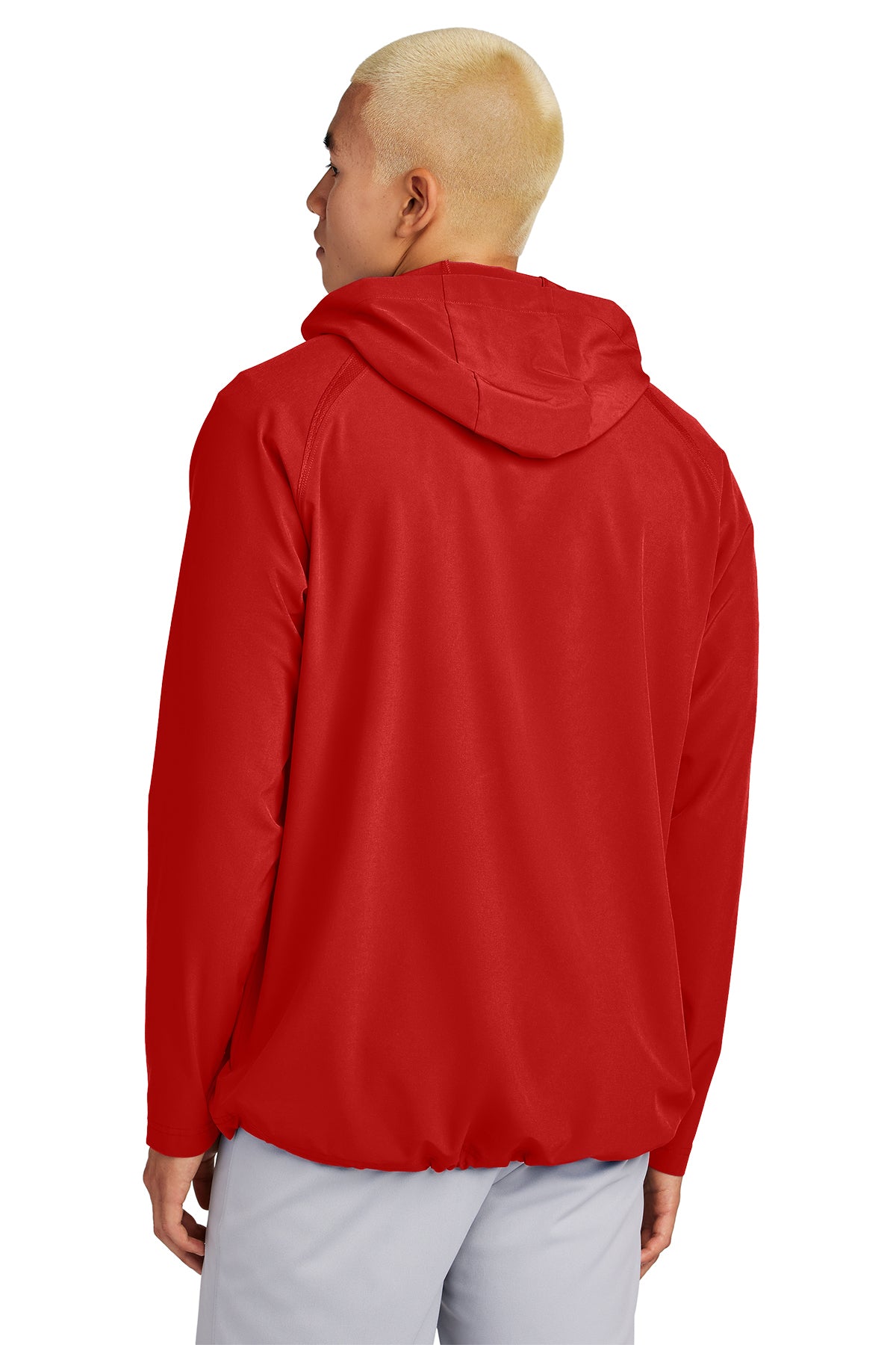 Peaches - GA Peaches Script Stacked Retro - Repeat 1/2-Zip Long Sleeve Hooded Cage Jacket - JST488 - Red