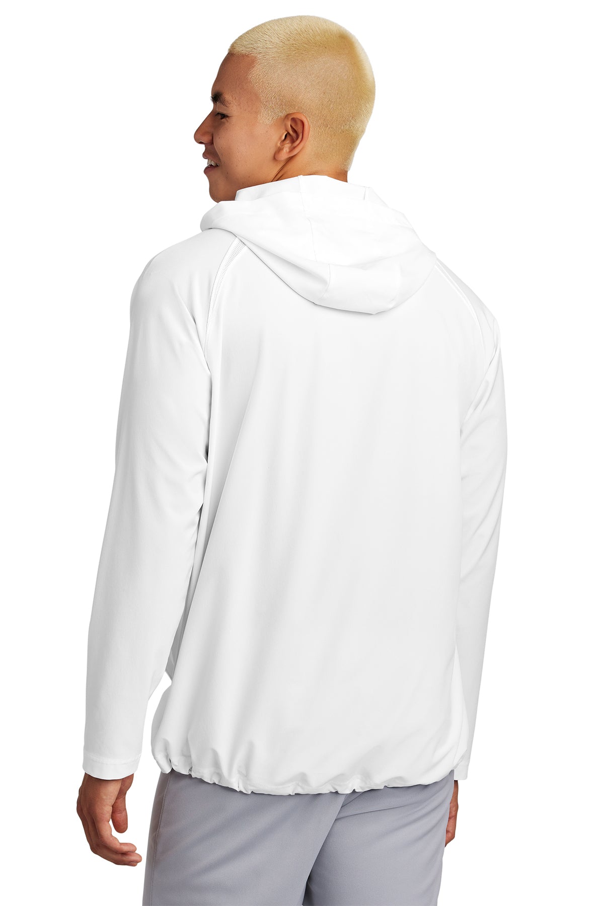 Peaches - GA Peaches Script Stacked Retro - Repeat 1/2-Zip Long Sleeve Hooded Cage Jacket - JST488 - White