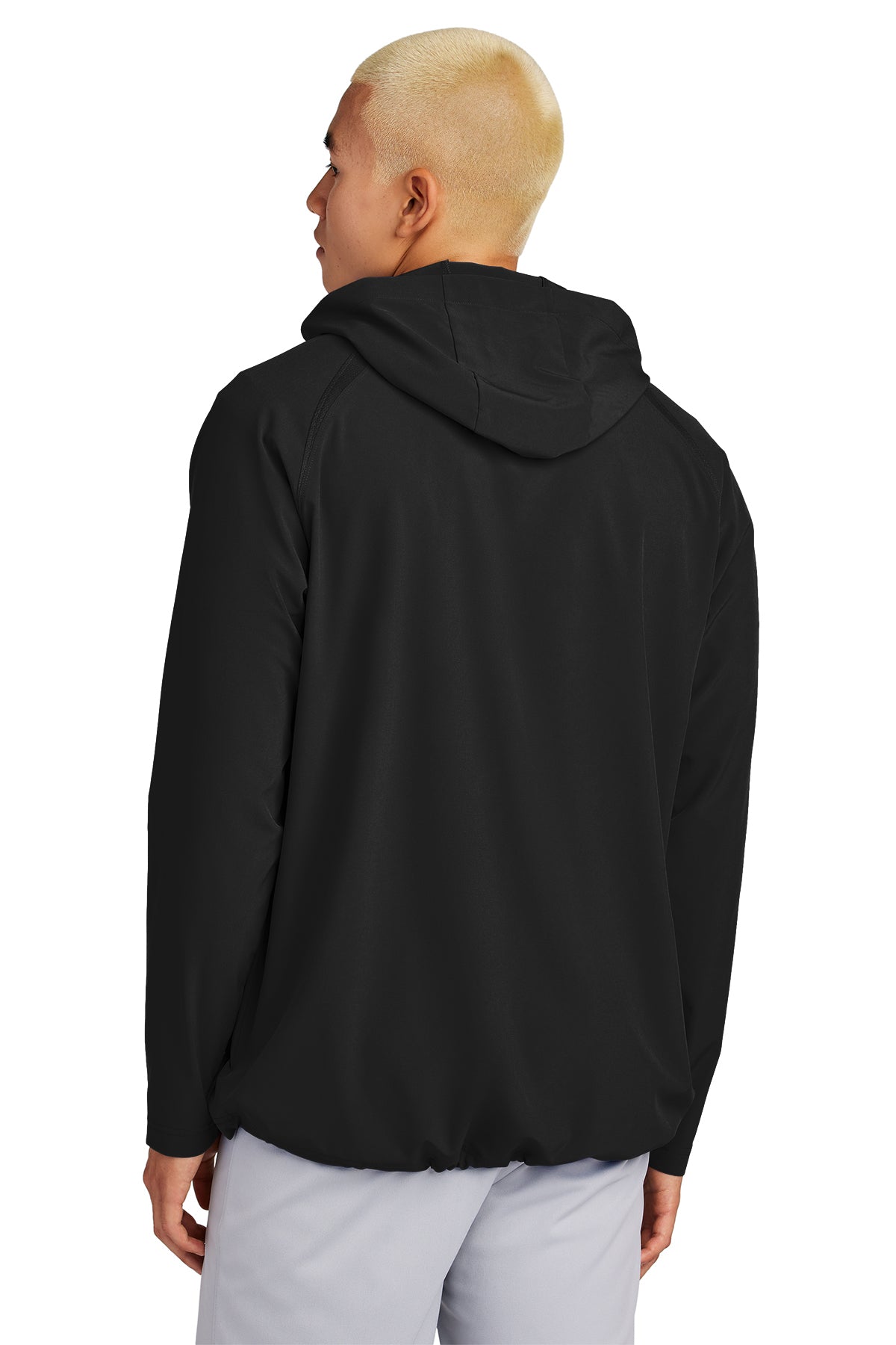 Peaches - Georgia Peaches Block Script - Repeat 1/2-Zip Long Sleeve Hooded Jacket - JST488 - Black