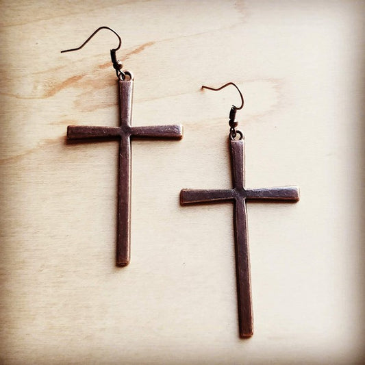 ••Copper Cross Earrings
