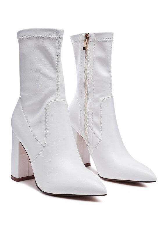 LONDON RAG ZAHARA POINTED BLOCK HEELED BOOT - Southern Grace Creations