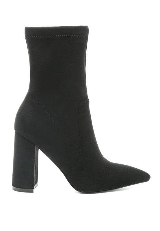 LONDON RAG ZAHARA POINTED BLOCK HEELED BOOT - Southern Grace Creations