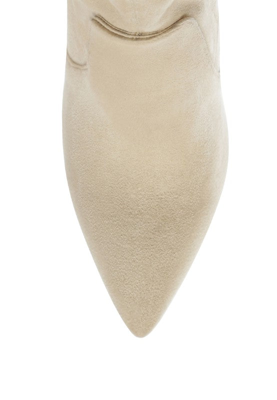 LONDON RAG ZAHARA POINTED BLOCK HEELED BOOT - Southern Grace Creations