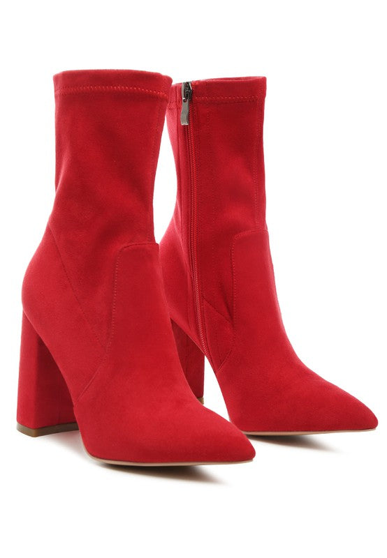 LONDON RAG ZAHARA POINTED BLOCK HEELED BOOT - Southern Grace Creations