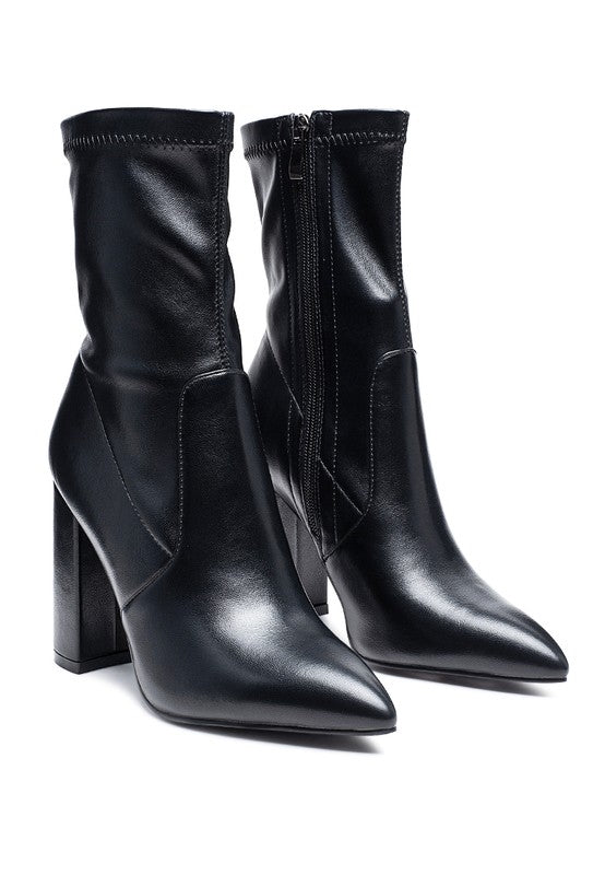 LONDON RAG ZAHARA POINTED BLOCK HEELED BOOT - Southern Grace Creations