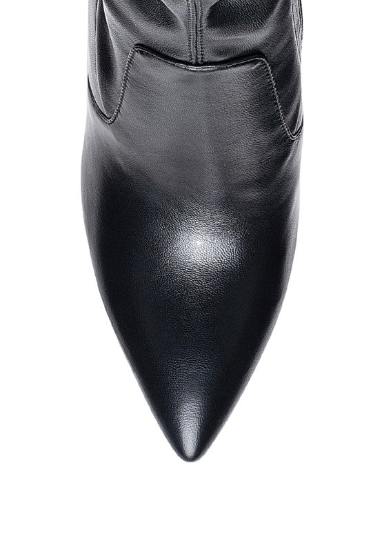 LONDON RAG ZAHARA POINTED BLOCK HEELED BOOT - Southern Grace Creations