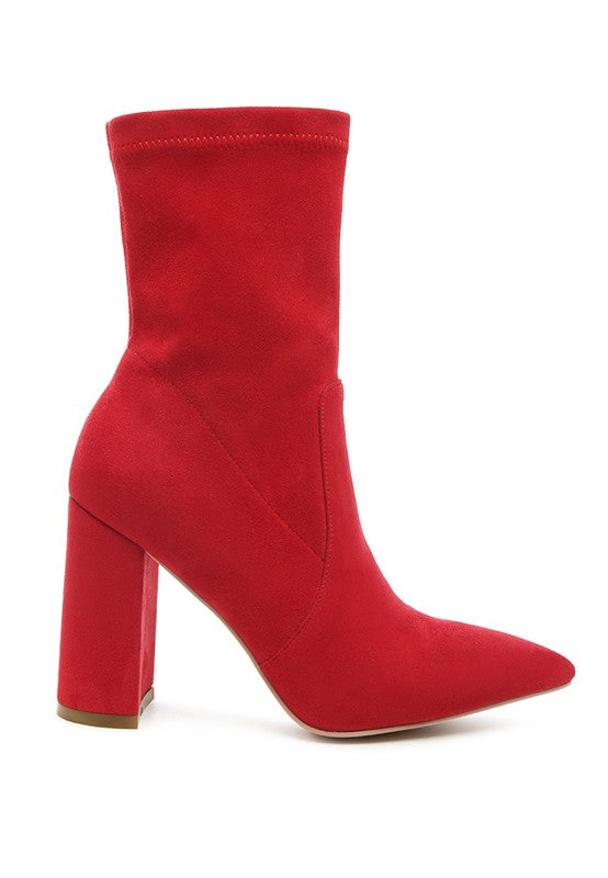 LONDON RAG ZAHARA POINTED BLOCK HEELED BOOT - Southern Grace Creations