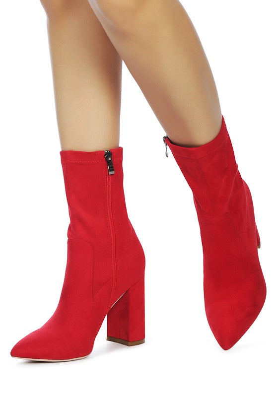 LONDON RAG ZAHARA POINTED BLOCK HEELED BOOT - Southern Grace Creations