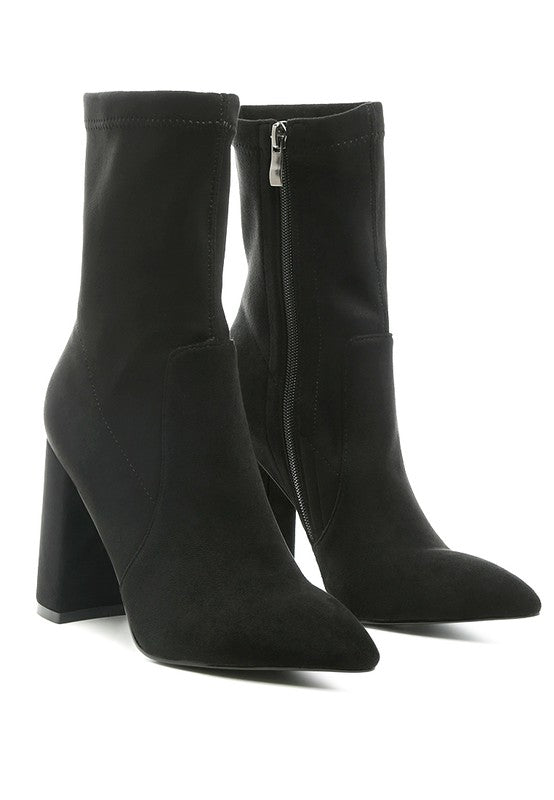 LONDON RAG ZAHARA POINTED BLOCK HEELED BOOT - Southern Grace Creations