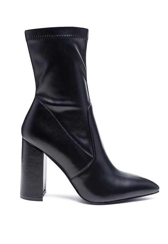 LONDON RAG ZAHARA POINTED BLOCK HEELED BOOT - Southern Grace Creations