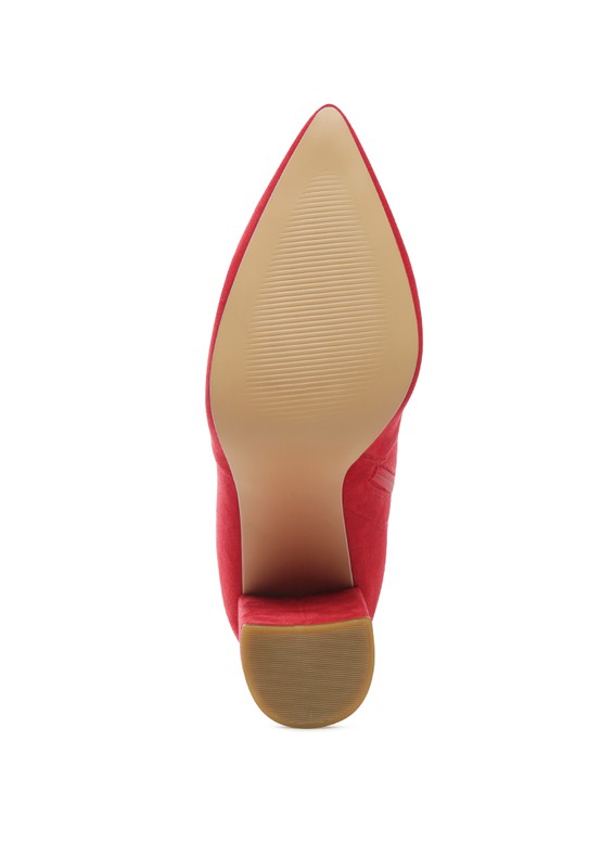 LONDON RAG ZAHARA POINTED BLOCK HEELED BOOT - Southern Grace Creations