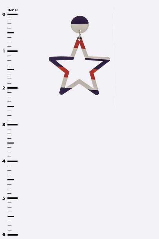 ••Patriot Color Printed Cutout Star Earrings