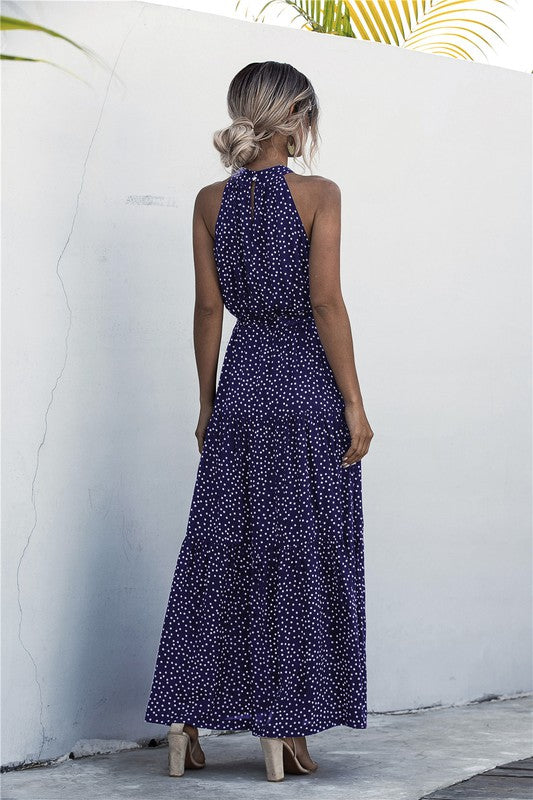 ••Womens Polka Dot Maxi Dress