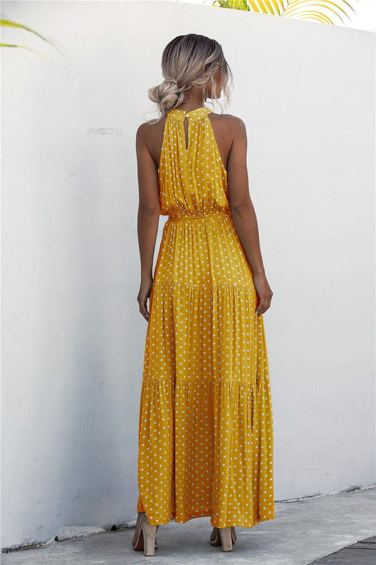 ••Womens Polka Dot Maxi Dress