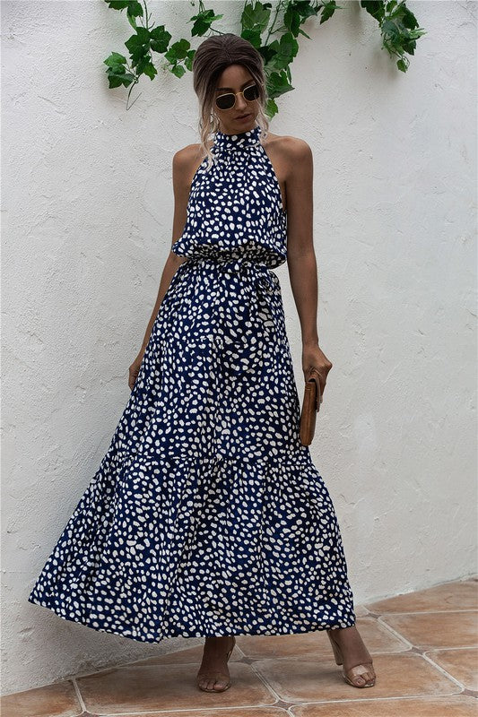 ••Womens Polka Dot Maxi Dress