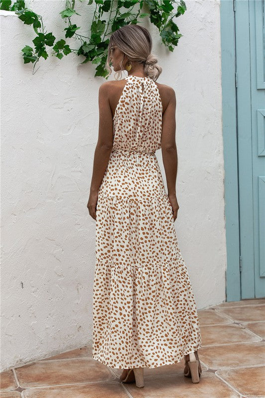 ••Womens Polka Dot Maxi Dress