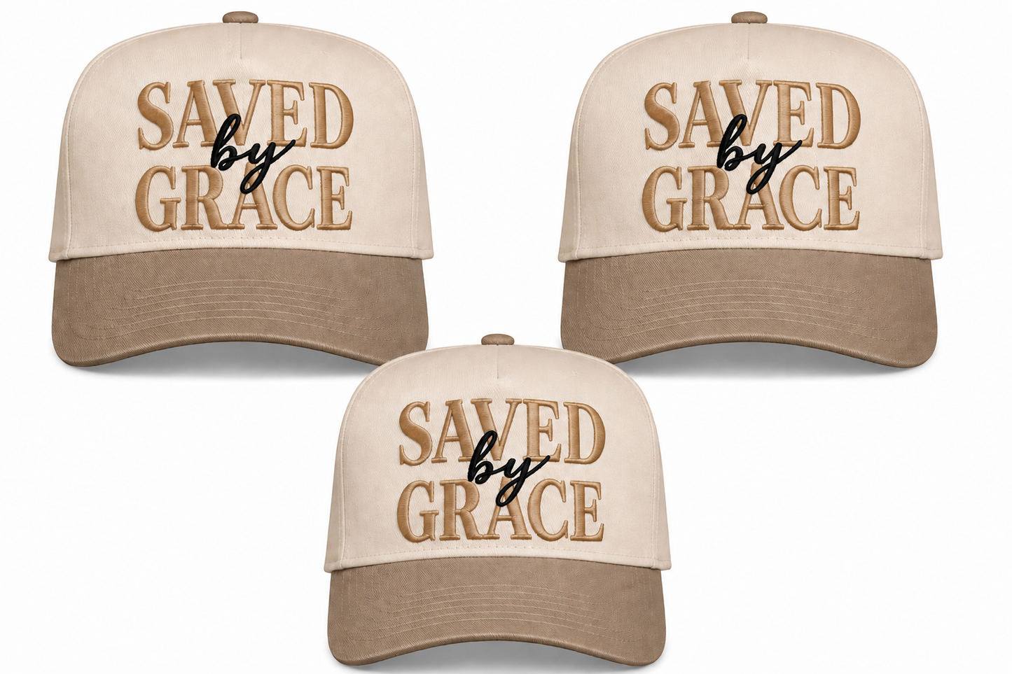 Saved By Grace Hat - Tan/Cream Snapback