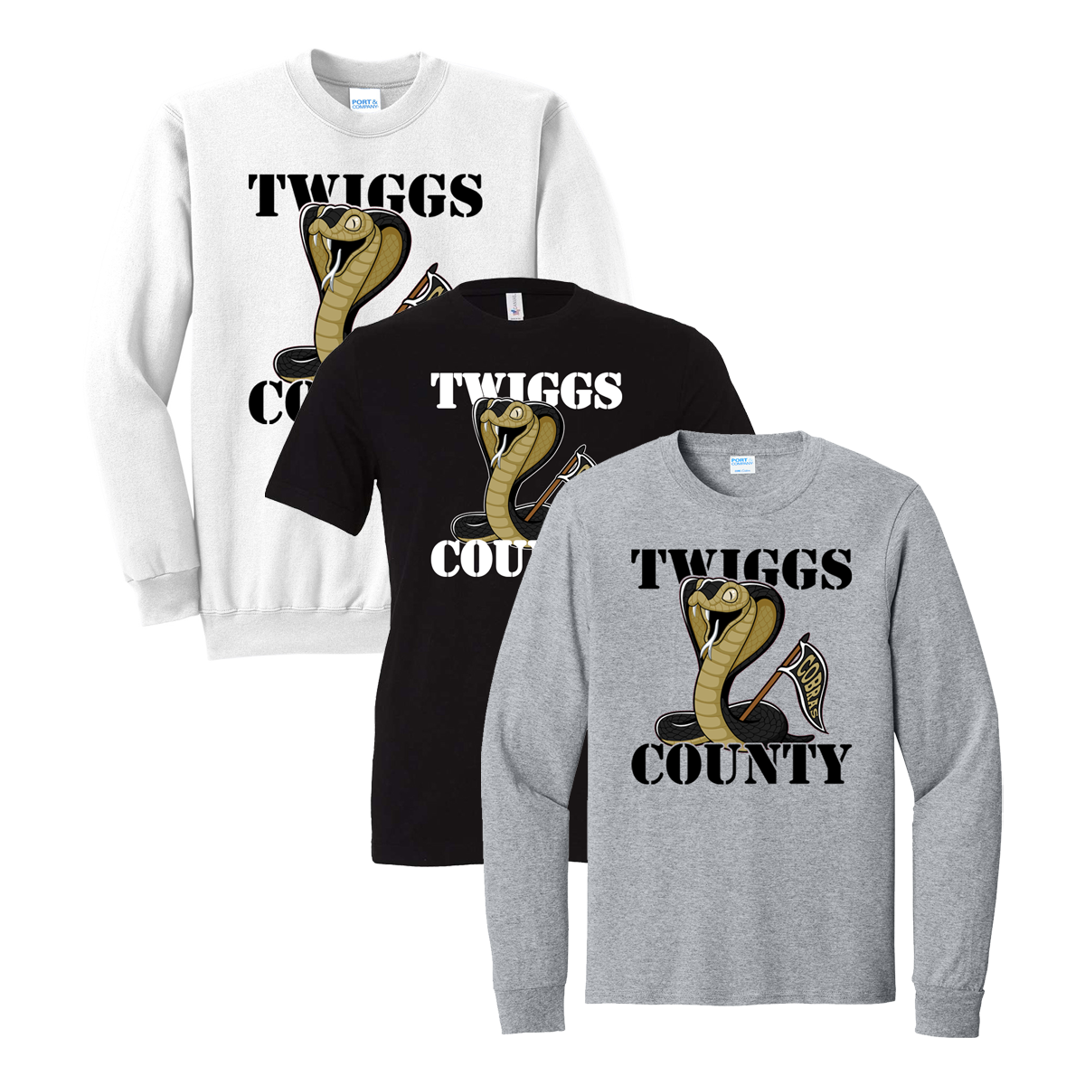 •Twiggs County - Full Body Cobra with Cobras Flag (Tee/Drifit/Hoodie/Sweatshirt)