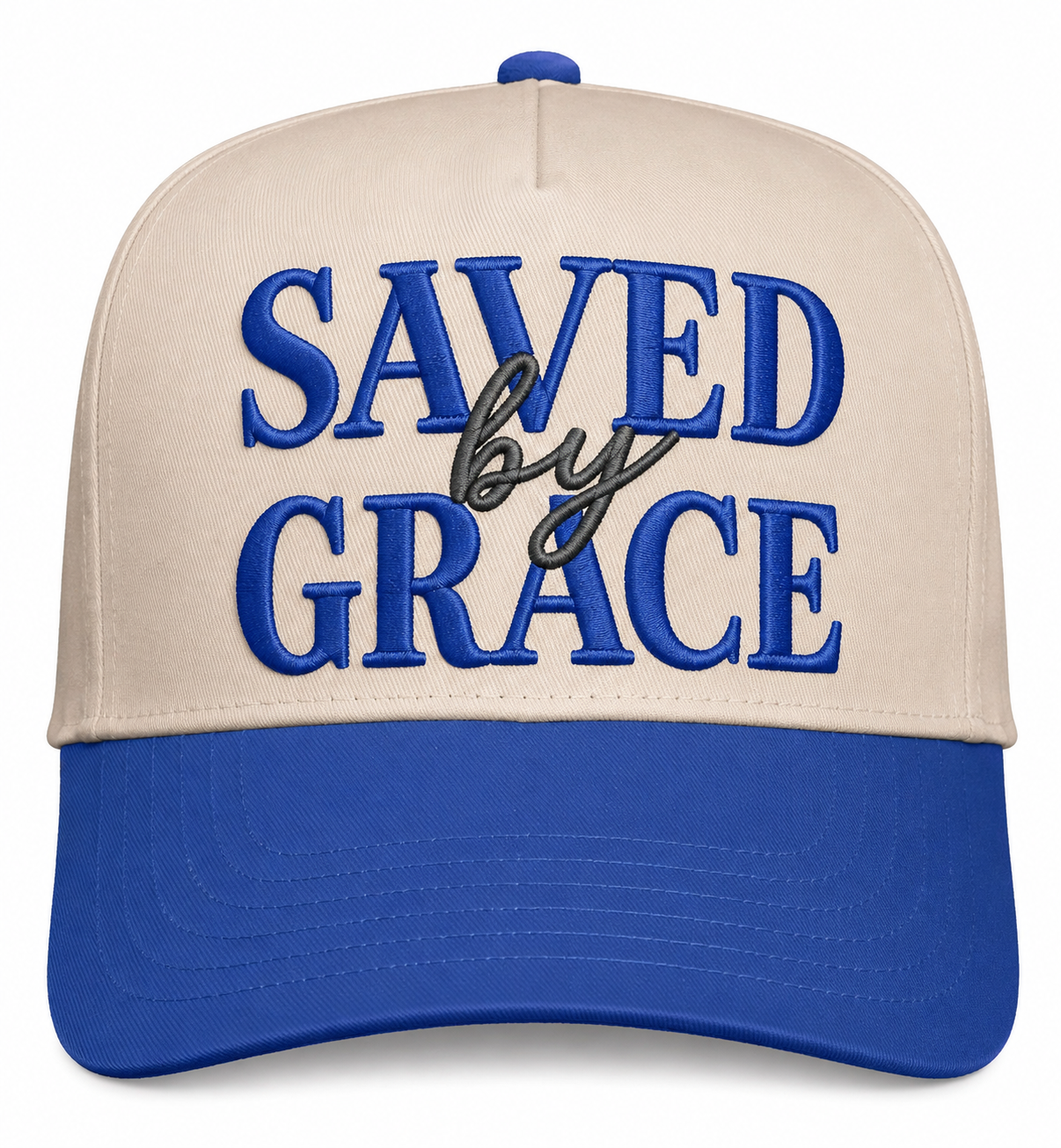 Saved By Grace Hat - Royal/Cream Snapback