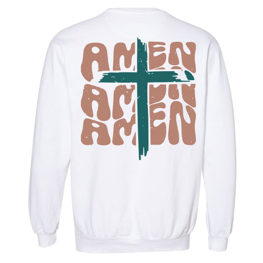 Amen Amen Amen Cross - White (Tee/Hoodie/Sweatshirt) - Southern Grace Creations