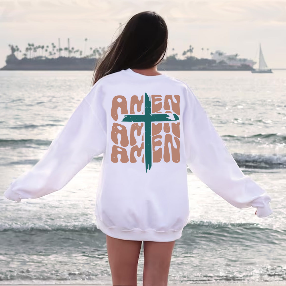 Amen Amen Amen Cross - White (Tee/Hoodie/Sweatshirt) - Southern Grace Creations