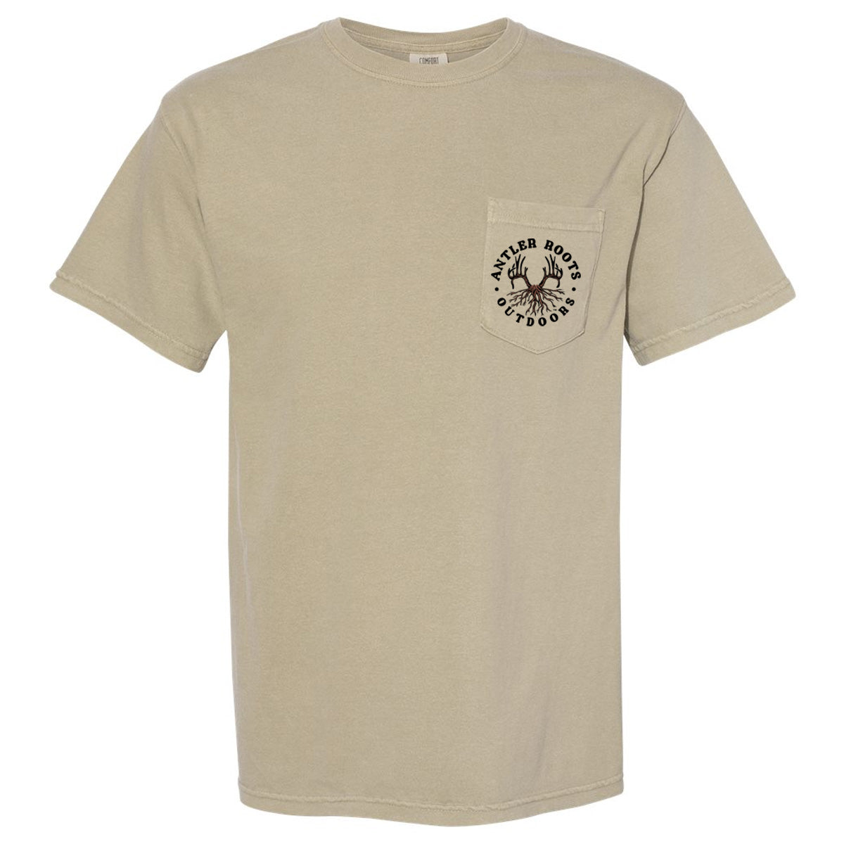 Antler Roots - Original Logo with Sunset - Comfort Color - Khaki Short/Long Sleeves - Southern Grace Creations