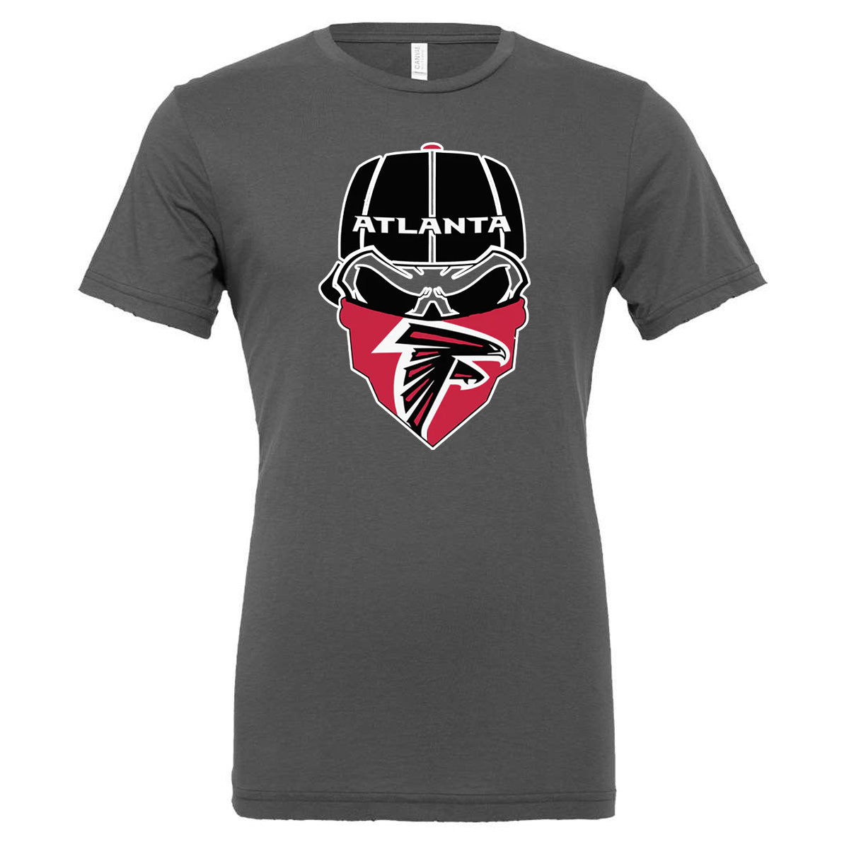 Atlanta Falcons Skull with Hat and Bandana - Asphalt (Tee/DriFit/Hoodie/Sweatshirt) - Southern Grace Creations