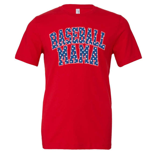 Baseball Mama Star Letters - Red (Tee/DriFit/Hoodie/Sweatshirt) - Southern Grace Creations