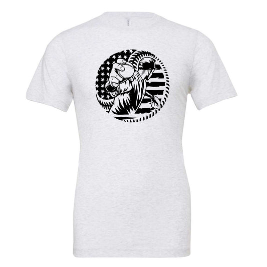 Baseball Player American Flag Ball - Ash (Tee/Hoodie/Sweatshirt) - Southern Grace Creations