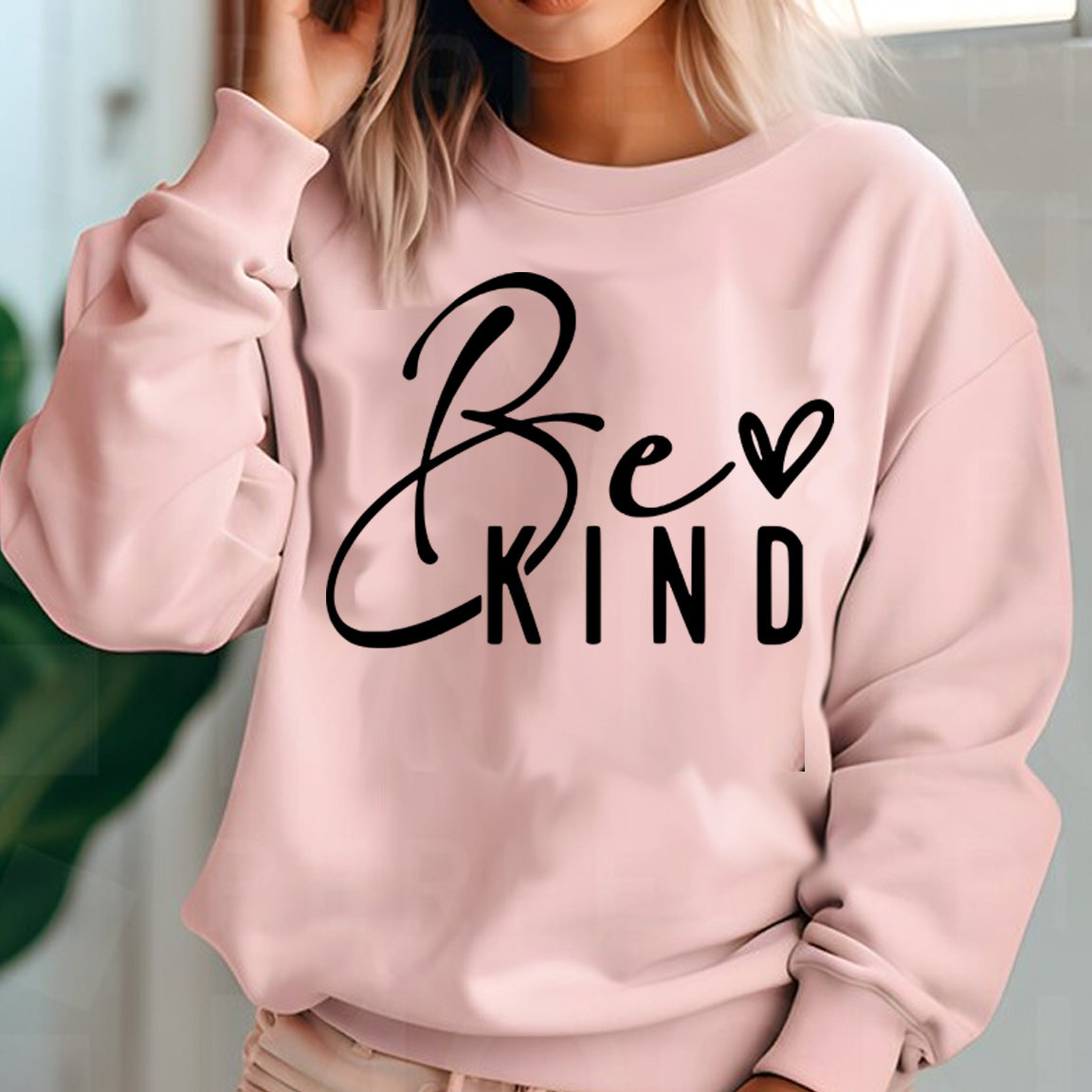 Be Kind with Heart - District DT6104 - Rosewater Pink Sweatshirt - Southern Grace Creations