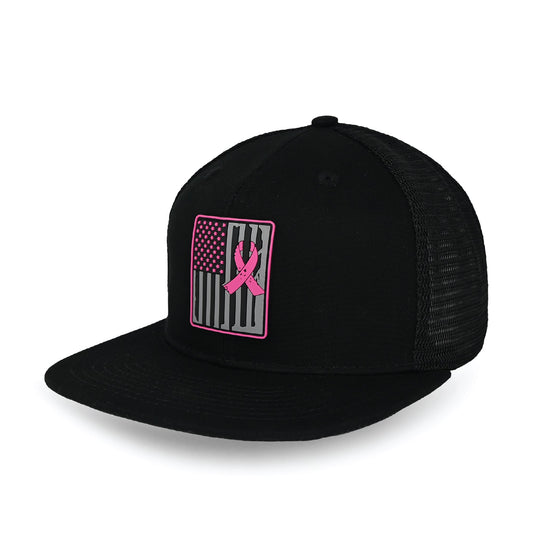 Breast Cancer Flag Trucker Hat - Southern Grace Creations