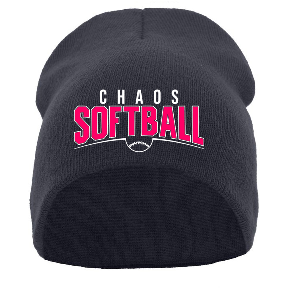 Chaos - BASIC KNIT BEANIE with Chaos Softball Curved - Navy (601K) - Southern Grace Creations