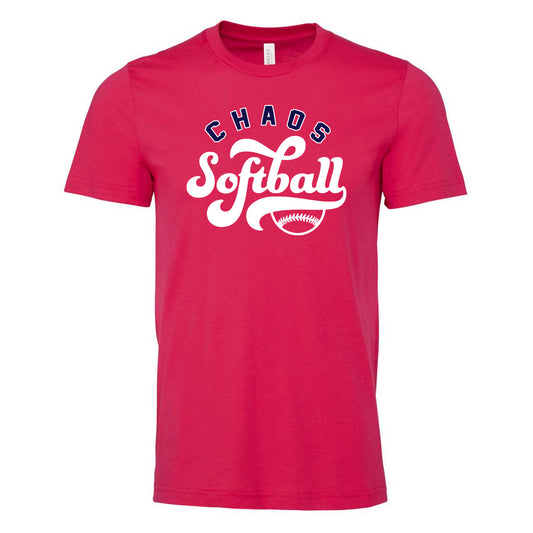 Chaos - Chaos Softball Bubble Script - Fuchsia (Tee/DriFit/Hoodie/Sweatshirt) - Southern Grace Creations