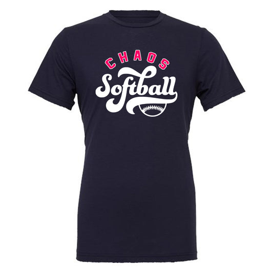 Chaos - Chaos Softball Bubble Script - Navy (Tee/DriFit/Hoodie/Sweatshirt) - Southern Grace Creations
