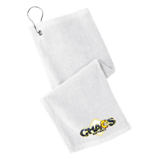 Chaos - Grommeted Towel with Chaos Logo - White (PT400) - Southern Grace Creations