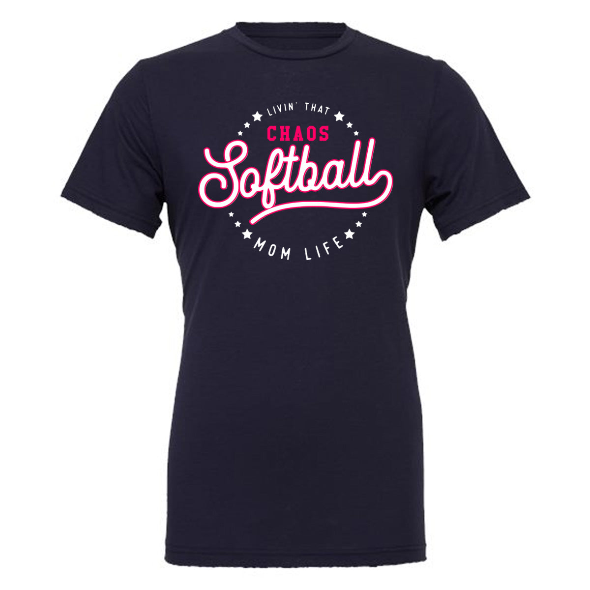 Chaos - Livin That Chaos Softball Mom Life - Navy (Tee/DriFit/Hoodie/Sweatshirt) - Southern Grace Creations