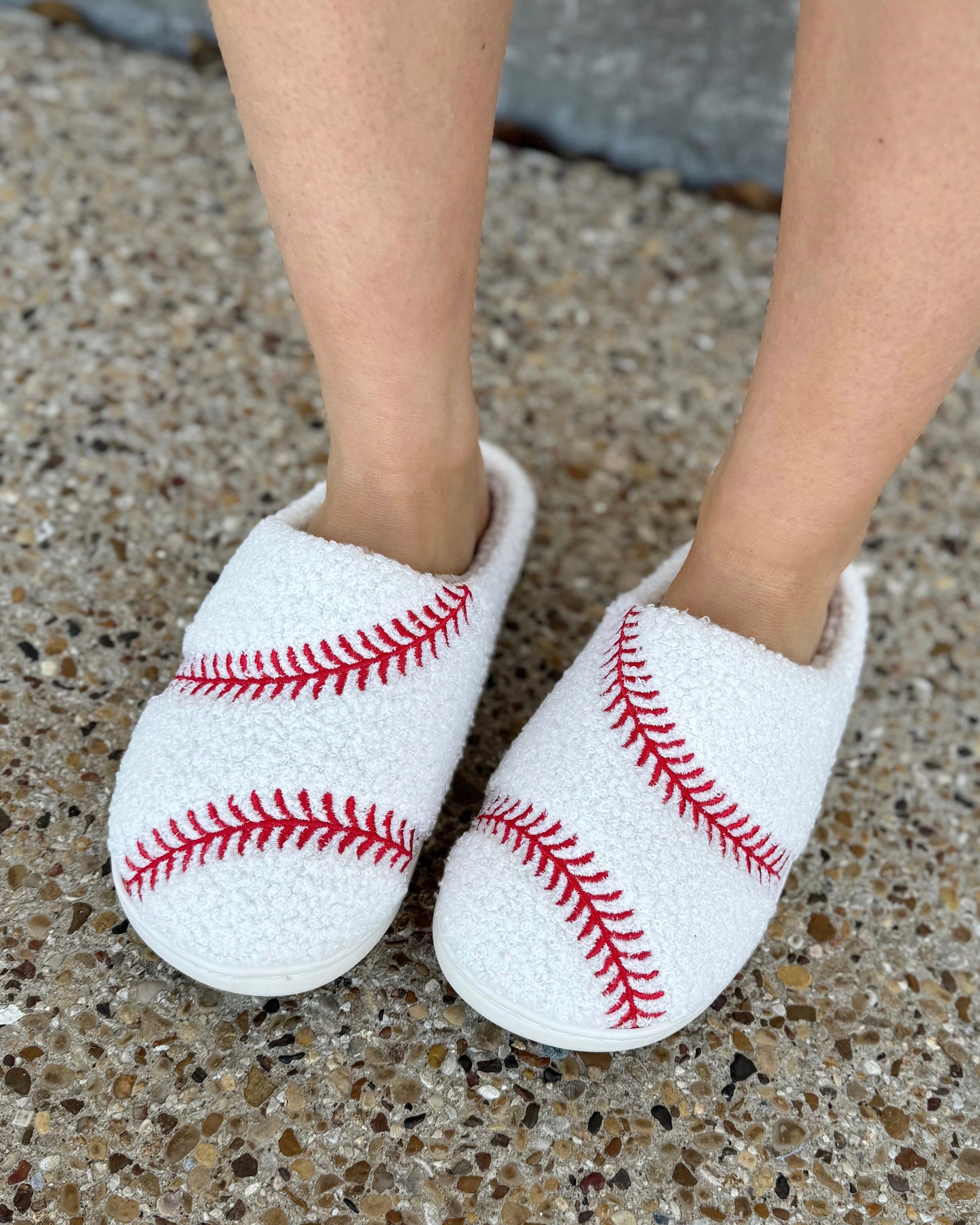 Cozy Baseball-Stitched Close Toe Slippers