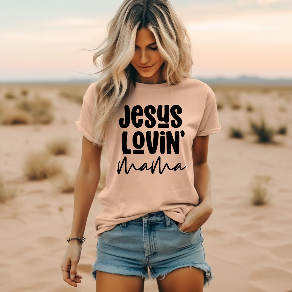 Jesus Lovin Mama - Comfort Color Tee - Peachy - Southern Grace Creations