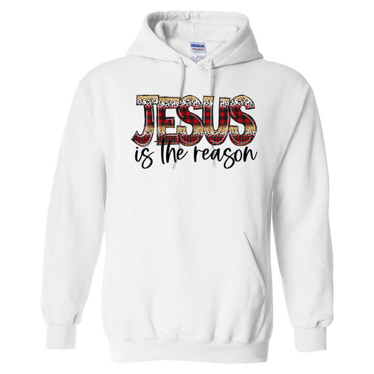Jesus is the Reason Buffalo Plaid Letters - White (Tee/Sweatshirt/Hoodie) - Southern Grace Creations