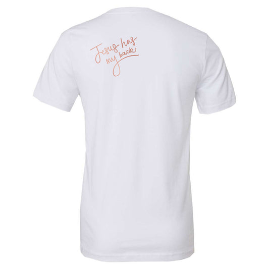 Jesus Has My Back with Rose Gold - White (Tee/Hoodie/Sweatshirt) - Southern Grace Creations