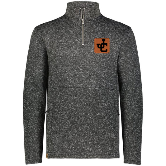 Jones County - Alpine Sweater Fleece 1/4 Zip Pullover with Leather Patch - Black Heather - Southern Grace Creations