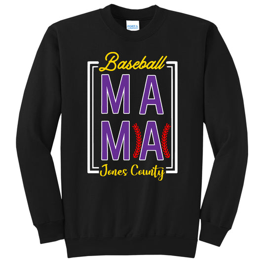 Jones County - Baseball Mama Stitches Box Jones County - Black (Tee/Hoodie/Sweatshirt) - Southern Grace Creations
