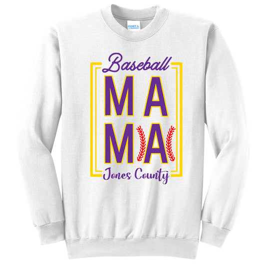 Jones County - Baseball Mama Stitches Box Jones County - White (Tee/Hoodie/Sweatshirt) - Southern Grace Creations