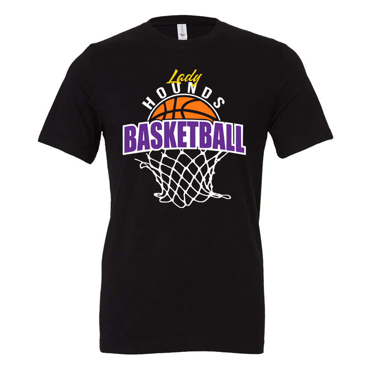 Jones County - Lady Hounds Basketball and Basketball Net - Black (Tee/DriFit/Hoodie/Sweatshirt) - Southern Grace Creations