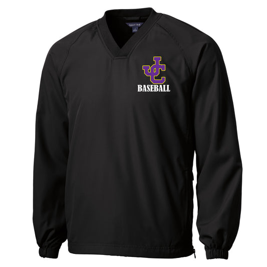 Jones County - V-Neck Raglan Wind Shirt with JC Baseball Logo - Black - Southern Grace Creations