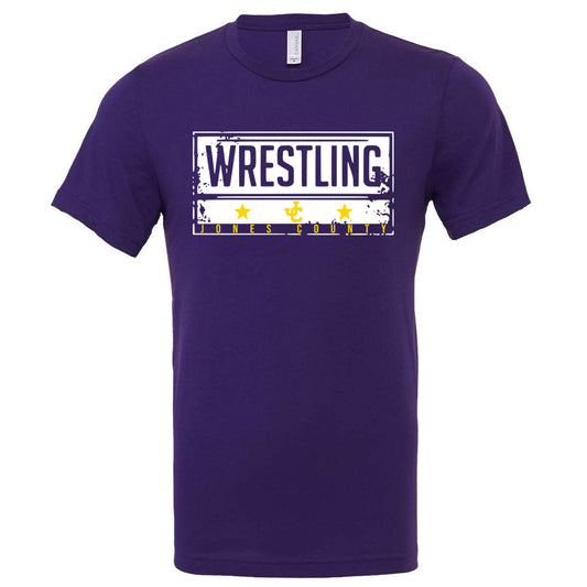 Jones County - Wrestling Rectangle - Team Purple (Tee/DriFit/Hoodie/Sweatshirt) - Southern Grace Creations
