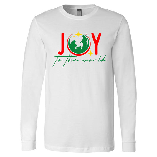 Joy to the World with Manger Scene - White (Tee/Sweatshirt/Hoodie) - Southern Grace Creations